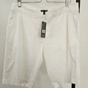 Eileen Fisher Shorts Size 16 White Walking NWT Linen Viscose Stretch Pockets